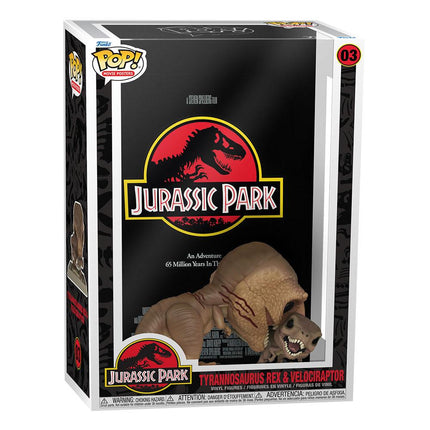 POP z Parku Jurajskiego! Plakat filmowy i figurka Tyrannosaurus Rex i Velociraptor 9 cm - 03